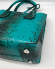 Michael Kors Blue Snake Embossed Leather Studio Mercer Convertible Satchel & Wallet