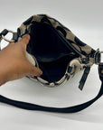 Coach Black & Grey Signature Canvas Fabric Crossbody File Bag F19220