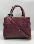Steve Madden Burgundy Satchel With Animal Print Scarf And Card Holder Wallet