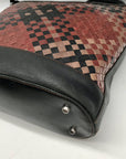 Brighton Patent Leather Vintage Black And Brown Woven Shoulder Bag