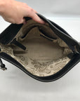 Brighton Patent Leather Vintage Black And Brown Woven Shoulder Bag