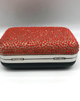 Diane von Furstenberg Bright Coral Small Crystal Embellished Convertible Clutch