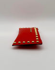 Michael Kors Red Saffiano Leather Selma Stud Wallet