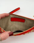Michael Kors Red Saffiano Leather Selma Stud Wallet