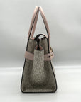 Michael Kors Carmen Vanilla/Powder Blush Signature Canvas Medium Belted Satchel