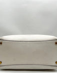 Donna Karan Brilliant White Pebbled Leather Amagansett Convertible Satchel Bag
