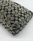 Coach Black & Gray Signature Canvas Turn-lock Wristlet