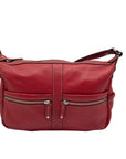 Tignanello Red Leather Multi Pocket Crossbody Bag