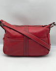 Tignanello Red Leather Multi Pocket Crossbody Bag