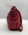 Tignanello Red Leather Multi Pocket Crossbody Bag