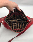 Tignanello Red Leather Multi Pocket Crossbody Bag
