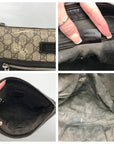 Gucci Dark Brown Leather and Signature GG Supreme Canvas Crossbody Bag