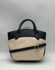 London Fog Black & Cream Colorblock Dome Satchel Bag