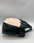 London Fog Black & Cream Colorblock Dome Satchel Bag