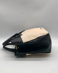 London Fog Black & Cream Colorblock Dome Satchel Bag