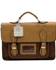 Move & Moda Brown Faux Leather Work Convertible Crossbody Briefcase