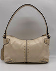 Michael Kors Ivory White Studded Leather Astor Pouchette