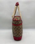 Coach Brown Monogram Canvas Pink Heritage Stripe Tote Bag 11349