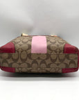 Coach Brown Monogram Canvas Pink Heritage Stripe Tote Bag 11349