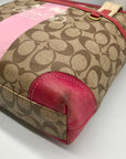 Coach Brown Monogram Canvas Pink Heritage Stripe Tote Bag 11349