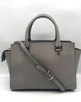 Michael Kors Grey Saffiano Selma Medium Convertible Satchel