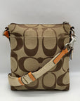 Coach Brown & Orange Canvas Swingpack Stripe Crossbody Bag