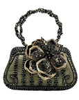 Mary Frances Dark Multi-Toned Vintage Beaded Floral Evening Clutch