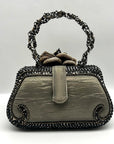 Mary Frances Dark Multi-Toned Vintage Beaded Floral Evening Clutch