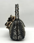 Mary Frances Dark Multi-Toned Vintage Beaded Floral Evening Clutch