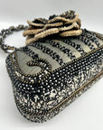 Mary Frances Dark Multi-Toned Vintage Beaded Floral Evening Clutch