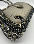 Mary Frances Dark Multi-Toned Vintage Beaded Floral Evening Clutch