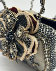 Mary Frances Dark Multi-Toned Vintage Beaded Floral Evening Clutch