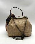 Patricia Nash Straw Tan Laureana Frame Satchel Bag