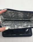 Vera Bradley Classic Navy Microfiber RFID Turnlock Wallet