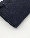 Vera Bradley Classic Navy Microfiber RFID Turnlock Wallet