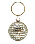Aqua Embellished Silver Disco Ball Clutch