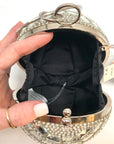 Aqua Embellished Silver Disco Ball Clutch