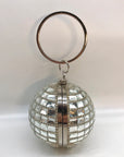 Aqua Embellished Silver Disco Ball Clutch