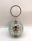 Aqua Embellished Silver Disco Ball Clutch