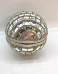 Aqua Embellished Silver Disco Ball Clutch