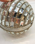 Aqua Embellished Silver Disco Ball Clutch