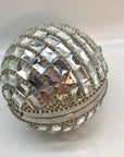 Aqua Embellished Silver Disco Ball Clutch