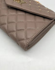 Badgley Mischka Taupe Diamond Quilted Crossbody Bag