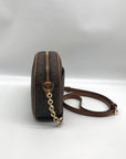 Michael Kors Brown Monogram Coated Canvas Jet Set Oval Crossbody