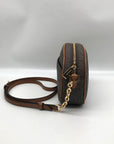 Michael Kors Brown Monogram Coated Canvas Jet Set Oval Crossbody