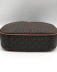 Michael Kors Brown Monogram Coated Canvas Jet Set Oval Crossbody