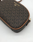 Michael Kors Brown Monogram Coated Canvas Jet Set Oval Crossbody