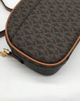 Michael Kors Brown Monogram Coated Canvas Jet Set Oval Crossbody