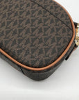 Michael Kors Brown Monogram Coated Canvas Jet Set Oval Crossbody