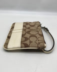 Coach Tan and Ivory Canvas Wristlet